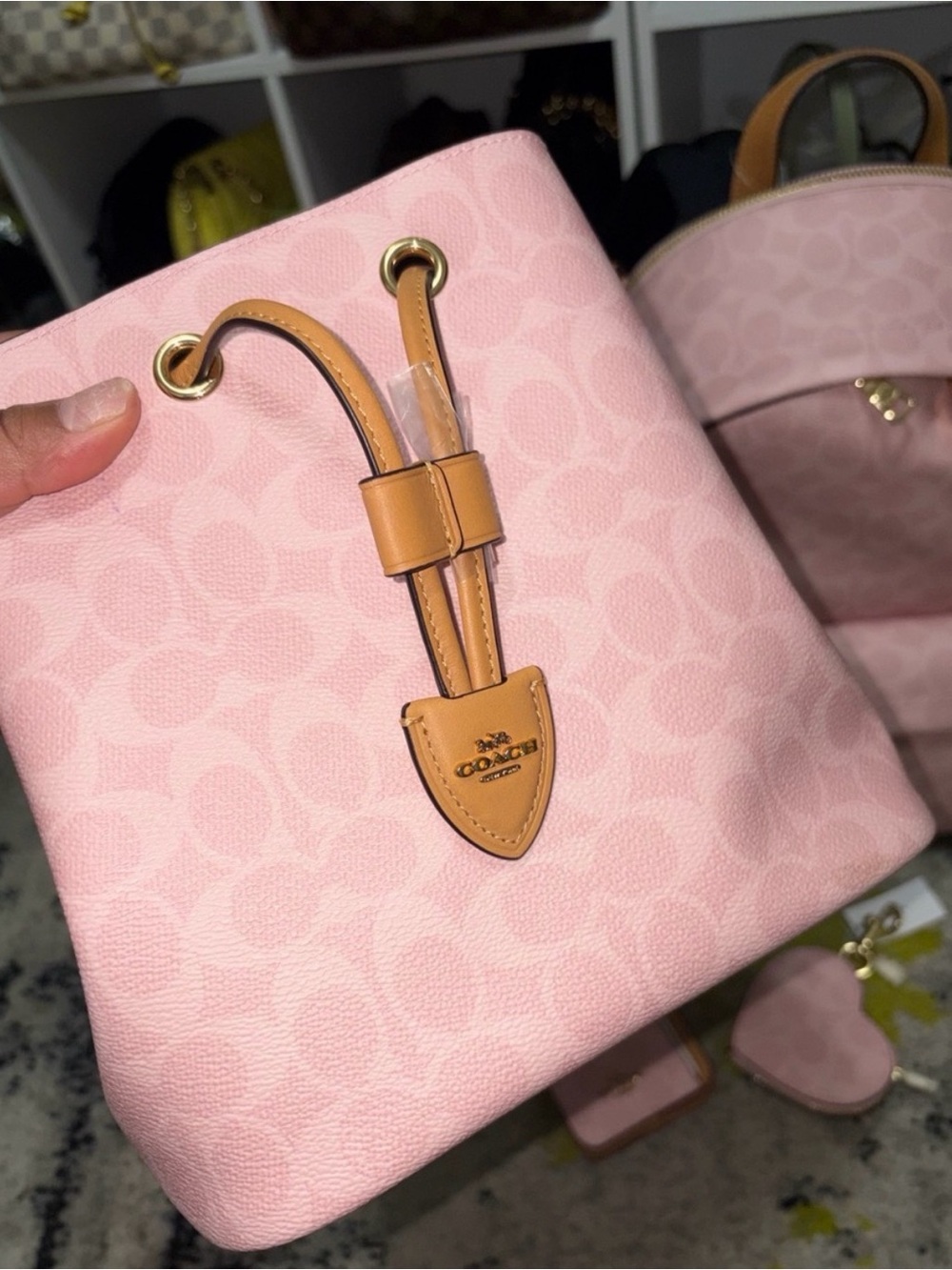 Coach Powder Pink Rowan Bucket Bag